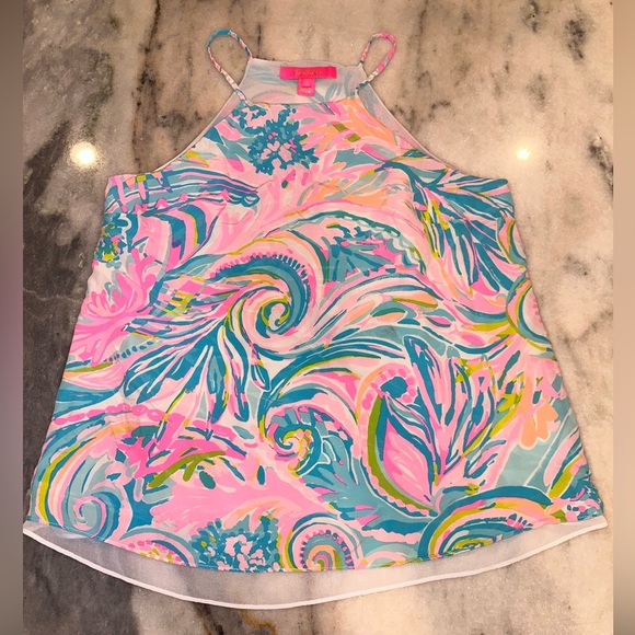Lilly Pulitzer Tops - EUC Lilly Pulitzer 100% Silk Colorful Spaghetti Straps Sleeveless Top Size Small
